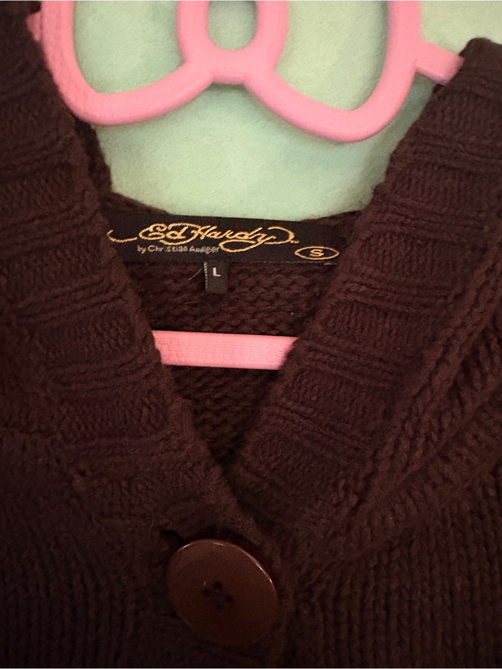 Ed Hardy Women's Brown Knit Button-Front Sweater Cardigan